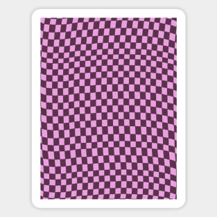 Dark Purple and Pink Distorted Warped Checkerboard Pattern III Magnet